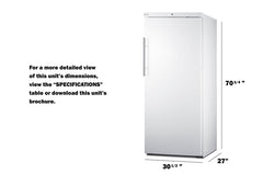 Accucold 18 cu.ft. Upright Manual Defrost All-Freezer with lock, CARB Compliant