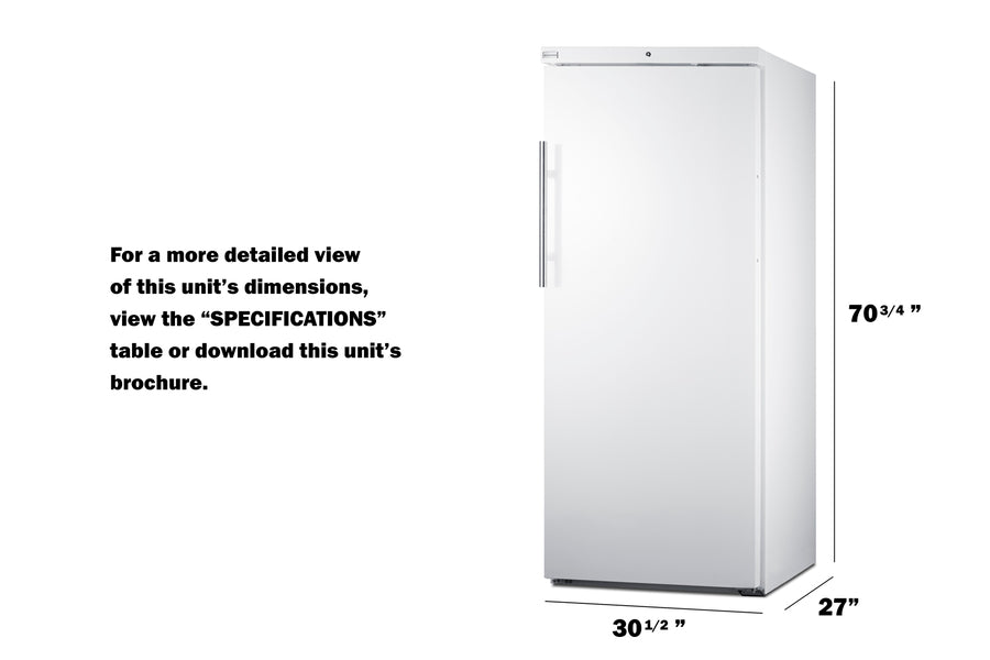 Accucold 18 cu.ft. Upright Manual Defrost All-Freezer with lock, CARB Compliant