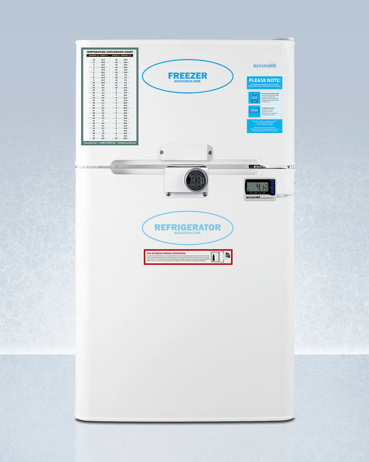 Accucold 19" Wide General Purpose Refrigerator-Freezer, NIST calibrated alarm/thermometer