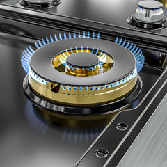 48 in Gas Range-Top with 8 Sealed Italian Burners and Stainless-Steel Stovetop Knobs.