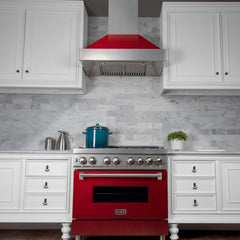 48" Snow Finish Range Hood with Red Gloss Shell
