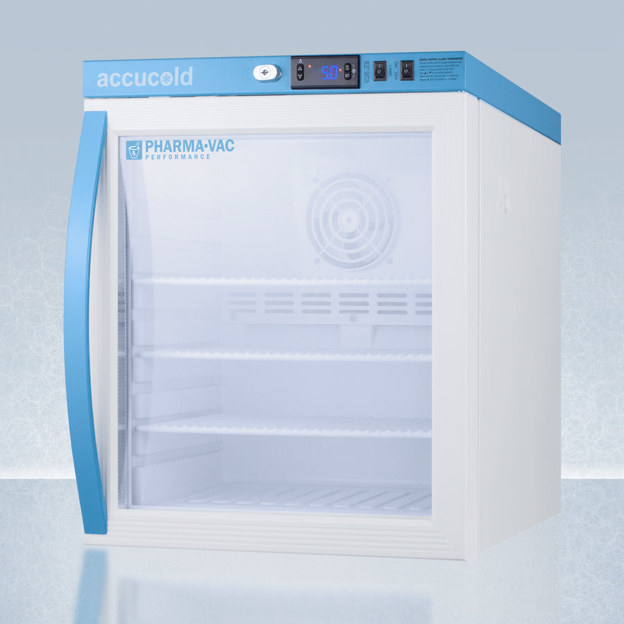Accucold 18" Wide 1 Cu. Ft. Compact Vaccine Glass Door Refrigerator