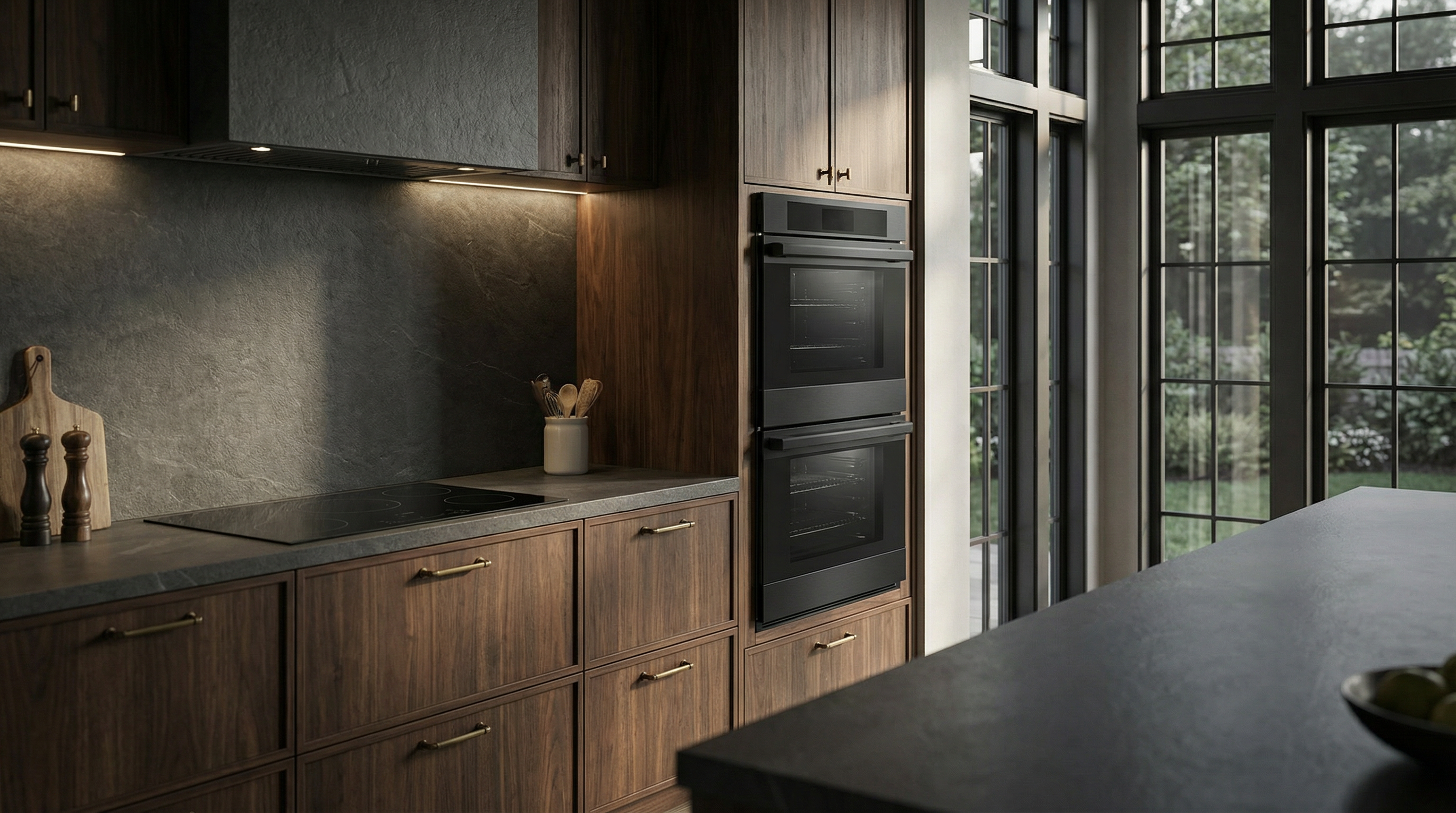 30" Double Wall Oven in Black Stainless Steel