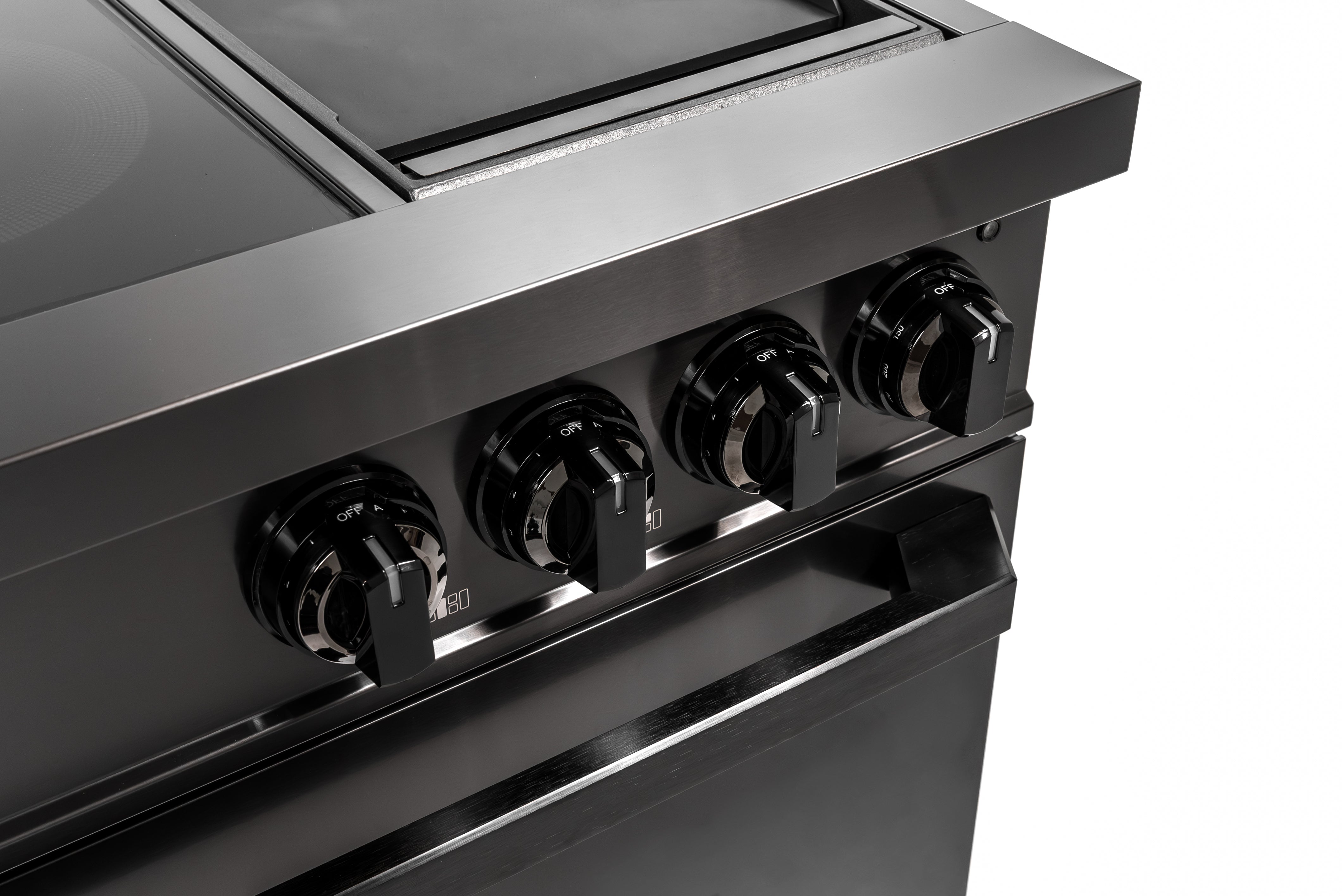 60″ Induction Range with Built-in Professional Griddle – Black Stainless Steel
