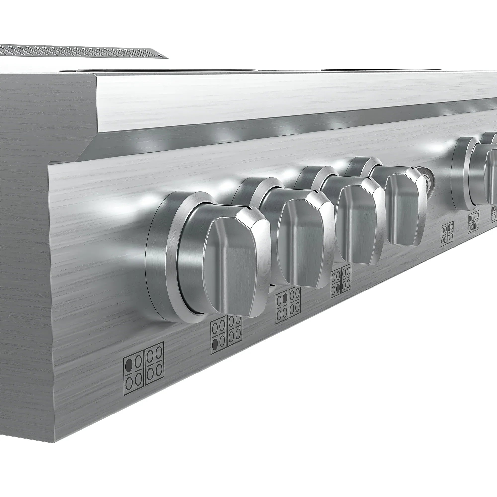48 in Gas Range-Top with 8 Sealed Italian Burners and Stainless-Steel Stovetop Knobs.