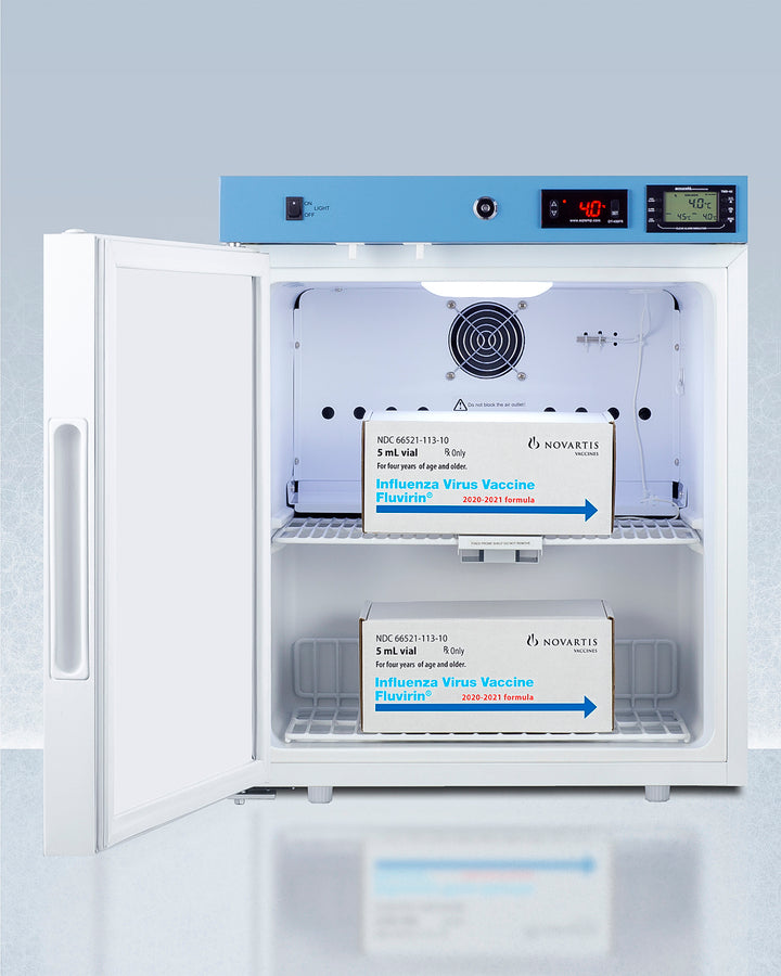 Accucold 19" Left Hand Design Wide Compact Vaccine Refrigerator with Self Closing Door, CARB Compliant