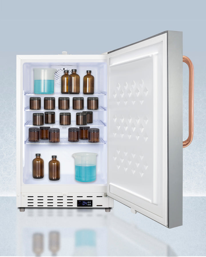 Accucold 21" Wide Built-In Healthcare All-Refrigerator in Stainless Steel Door, Lock, and Copper Handle