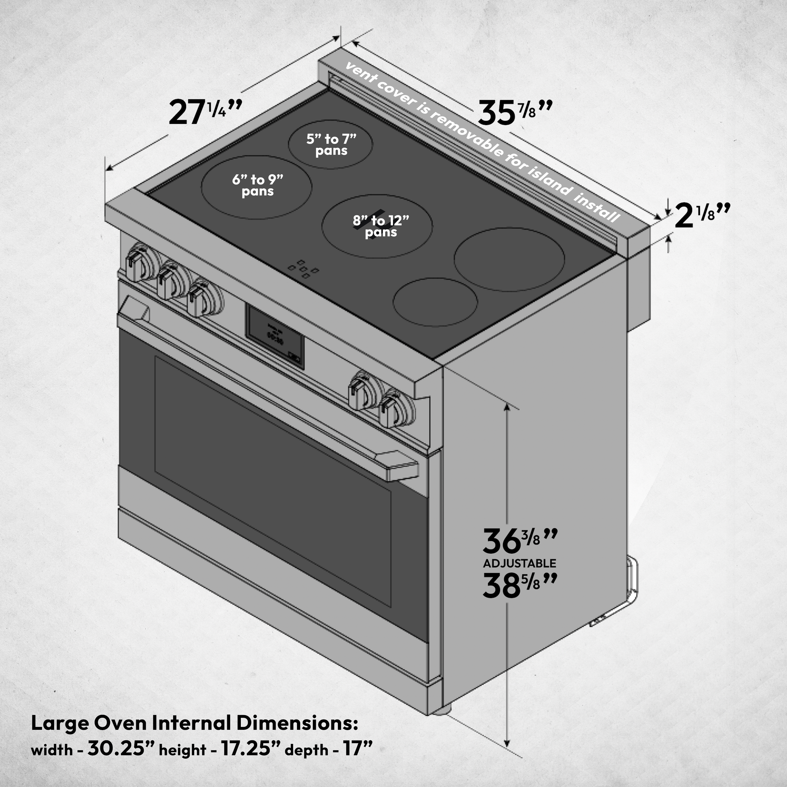36″ Professional Induction Range – Stainless Steel